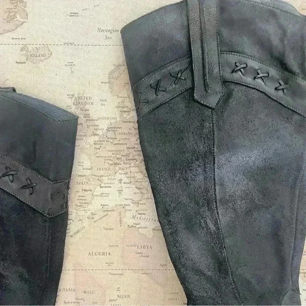 Bed Stu Midge Western Boots Cobbler Series Knee High Leather  Black 39 EUC